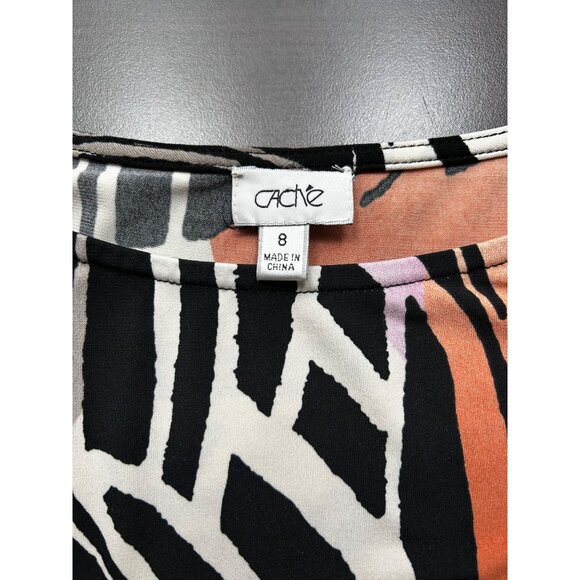 Caché Bold Zebra Abstract Retro Revival Y2K Boutique Glam Print Dres Sz 8 - Picture 4 of 6